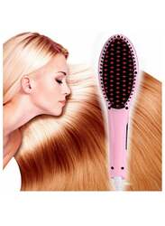 Fast Hair Straightener Electric Comb Brush With LCD Display Pink