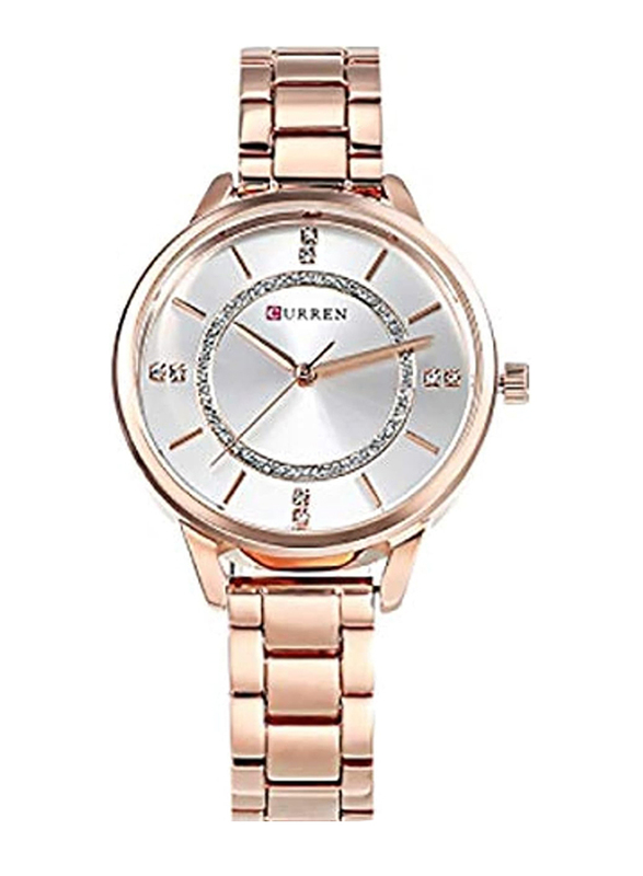 Curren Analog Watch for Women with Stainless Steel Band, Water Resistant, 9006 RS, Silver-Gold