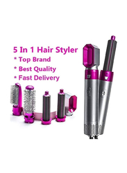5-in-1 Hot Air Dryer Brush Styler Negative Hair Straightener, Multicolour