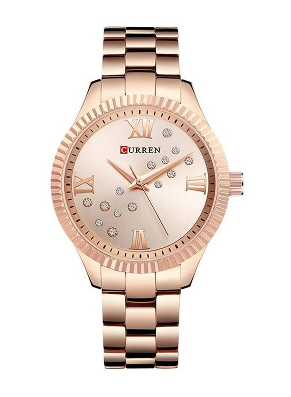 

Curren Analog Watch for Women with Stainless Steel Band, Water Resistant, 9009, Rose Gold