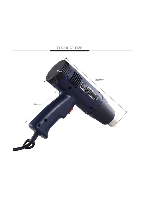 Professional Variable Temperature Control Heat Gun With Accessories, Black