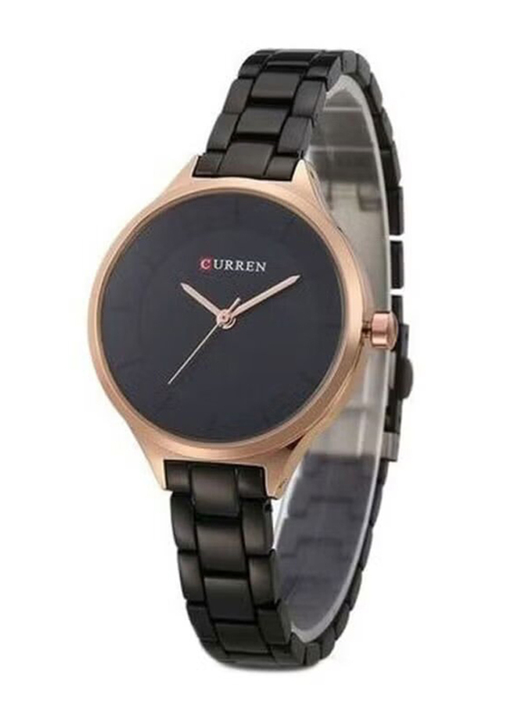 Curren Analog Watch for Women with Stainless Steel Band, Water Resistant, 9015, Black