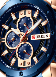 Curren Analog Watch for Men with Stainless Steel Band, Water Resistant and Chronograph, 8336-4, Blue