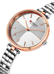 Curren Analog Watch for Women with Alloy Band, Water Resistant, 9043-2, Silver