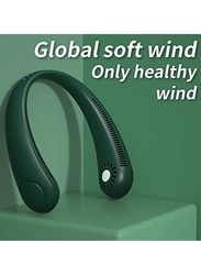 Portable Hands Free Bladeless 360° Cooling USB Rechargeable Headphone Design Neck Fan with 3 Wind Speed, Green