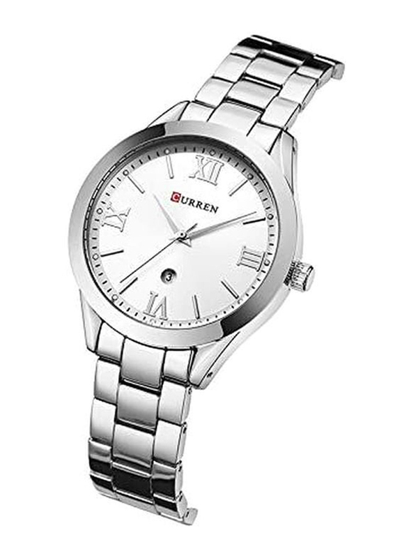Curren Analog Watch for Women with Alloy Band, Water Resistant, 9007, Silver
