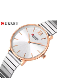 Curren Analog Watch for Women with Stainless Steel Band, Water Resistant, Silver