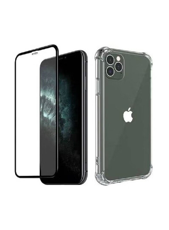 

Generic Apple iPhone 12 Pro Max 6.5 inch Shockproof Bumper Mobile Phone Back Case Cover and Screen Protector, 2 Pieces, Clear