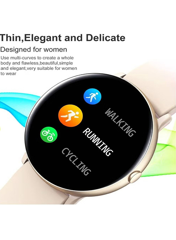 Full Touch Screen Round Smartwatch with All Motion Tracker, Gold