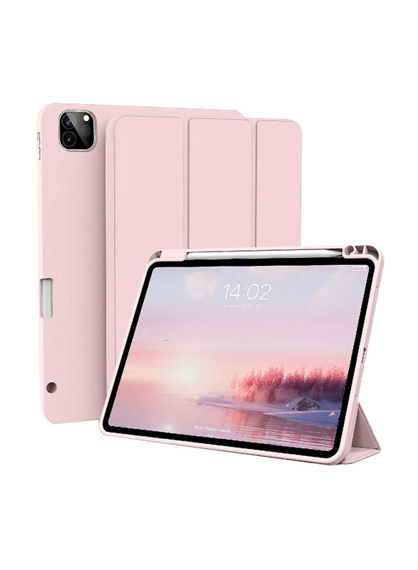 

Gennext Apple iPad Pro 12.9 6th/5th Gen 2022/2021 Protective Trifold Stand Auto Sleep/Wake Flexible Tablet Flip Case Cover, Pink