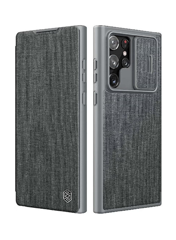 

Nillkin Samsung Galaxy S22 Ultra Qin Leather Mobile Phone Case Cover with Slide Camera Protection, Grey