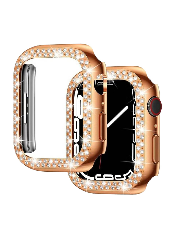 Diamond Apple Watch Shockproof Frame Cover Guard for Apple Watch 41mm, Rose Gold