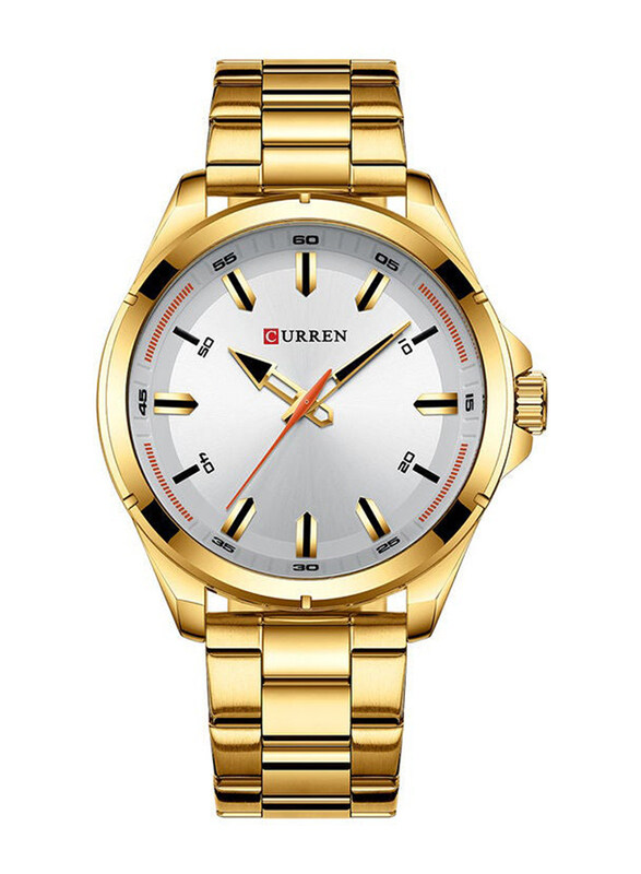 

Curren Stylish Analog Watch for Men with Alloy Band, J3659G-KM, Gold-Silver