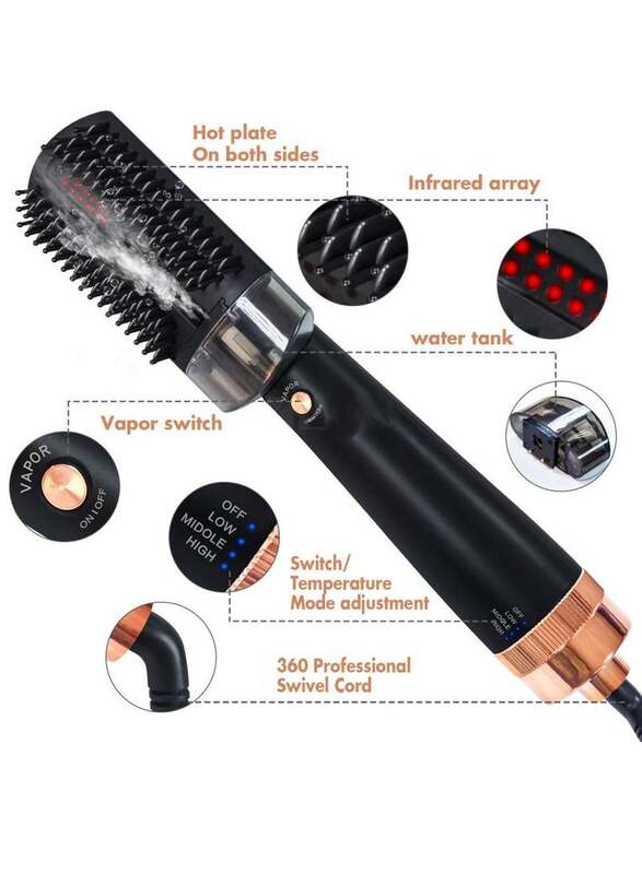 Professional 3 in 1 Steam Hair Dryer Brush With Infrared Light And Steam Spray Hot Air Comb