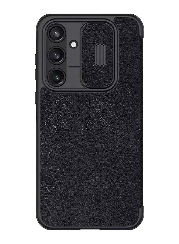 

Nillkin Samsung Galaxy A35 Protective Leather Qin Pro Book Mobile Phone Case Cover with Slide Camera Protection, Black