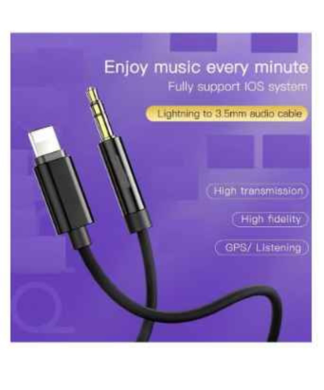 3.5mm Aux Audio Cable, Lightning Male to 3.5 mm Jack for Apple Phones, Black
