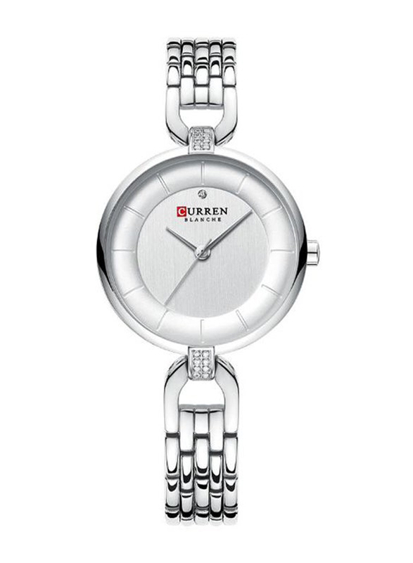 

Curren Analog Watch for Women with Stainless Steel Band, J4169W-KM, Silver-White