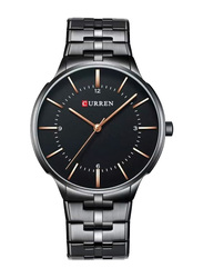 Curren Analog Watch for Men with Stainless Steel Band, Water Resistant, 8321, Black/Black