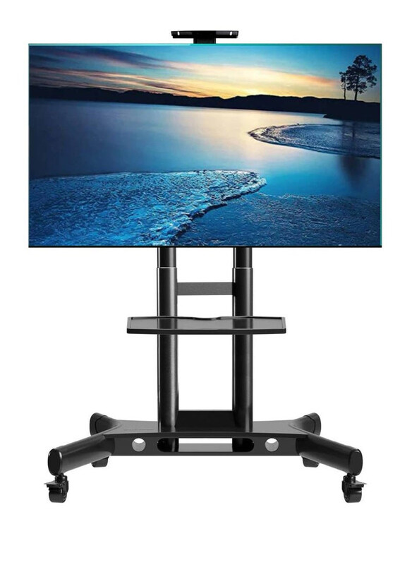 

Generic Height Adjustable Mobile TV Cart Rolling & Shelf TV Stand Trolley with Wheels for 32-75 Inch Flat/Curved LED/LCD/OLED TVs, Black
