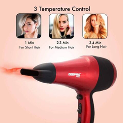 Geepas Hair Dryer with 2 Speed Control, 2200W, Red