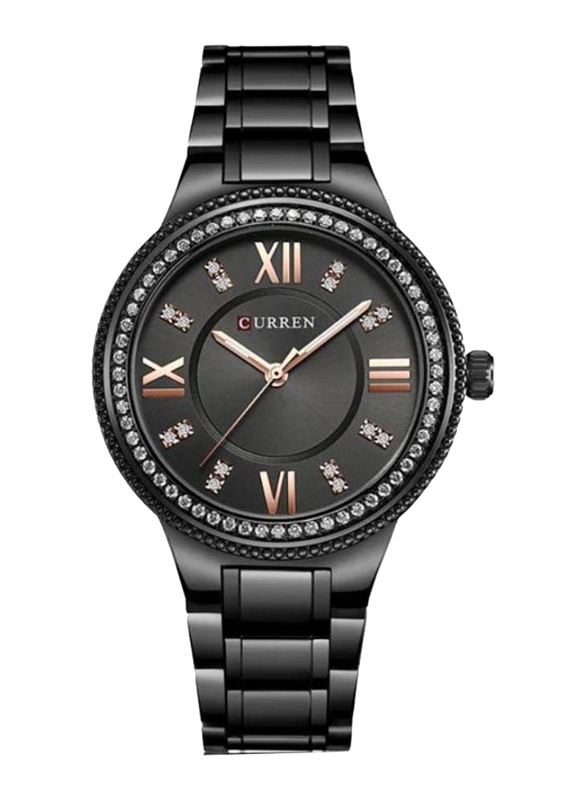 

Curren Luxury Analog Watch for Women with Stainless Steel Band, Water Resistant, 9004, Black