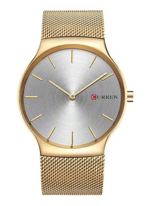 

Curren Analog Watch for Men with Stainless Steel Band, Water Resistant, 8256, Gold-Silver