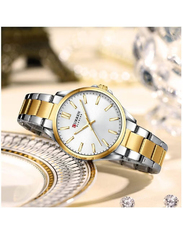 Curren Analog Watch for Women with Stainless Steel Band, Water Resistant, Silver/gold-Silver