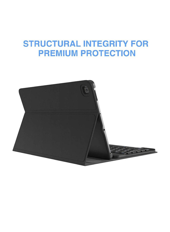 Protective Leather Smart Wireless BT Detachable Waterproof Magnetic Folio Stand Tablet Keyboard Case, Black