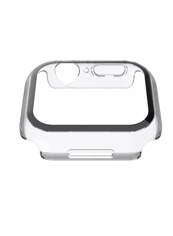 Soft Silicone Bumper Case with Built-In Tempered Glass Screen Protector for Apple Watch 42/44mm, Clear