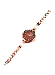 Curren Analog Watch for Women with Stainless Steel Band, Water Resistant, WT-CU-9012-RGO1, Rose Gold-Brown