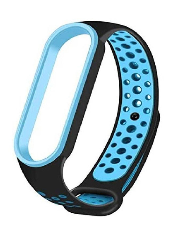 Silicone Replacement Wristband Waterproof Bracelet Strap for Xiaomi Mi Band 7, Black/Blue