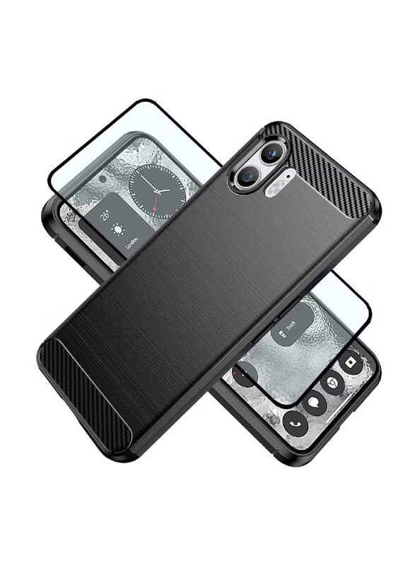 

Generic Nothing Phone 2 Mobile Phone Case Cover with Screen Protector, Black
