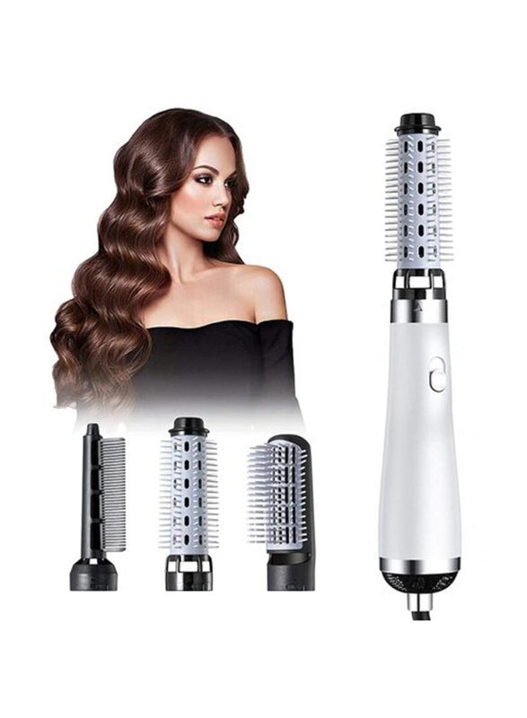 Loox 3 in 1 Negative Lon Air Blow Hot Hair Dryer Brush with Curler Straightener Comb, White