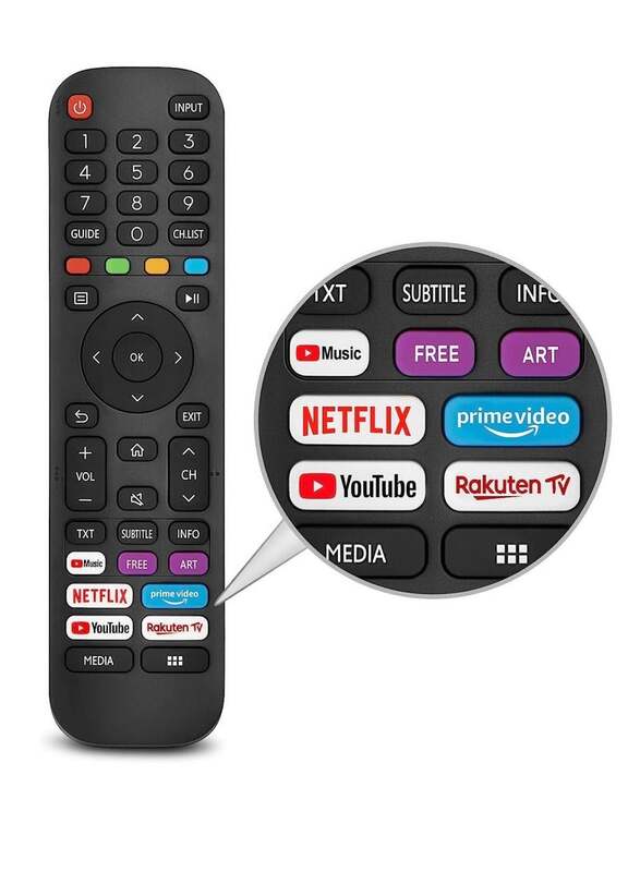 Replacement New Upgraded Remote Control For Hisense-VIDAA-TV with Netflix, Prime Video, YouTube, Rakuten TV Buttons Black