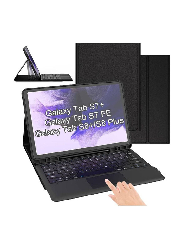 

Generic Protective Leather Smart Detachable Waterproof Magnetic Folio Stand Tablet Wireless English Keyboard, Black