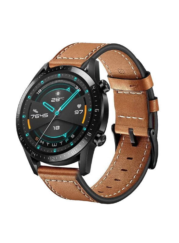 

Generic Genuine Leather Replacement Band for Huawei Watch GT/GT2 Pro/GT2e/GT2 46mm/GT Active, Brown