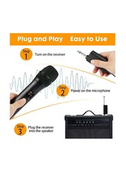 XiuWoo UHF Dual Portable Handheld Dynamic Karaoke Wireless Microphone with Rechargeable Receiver and Cordless Karaoke System, 2 Pieces, Black