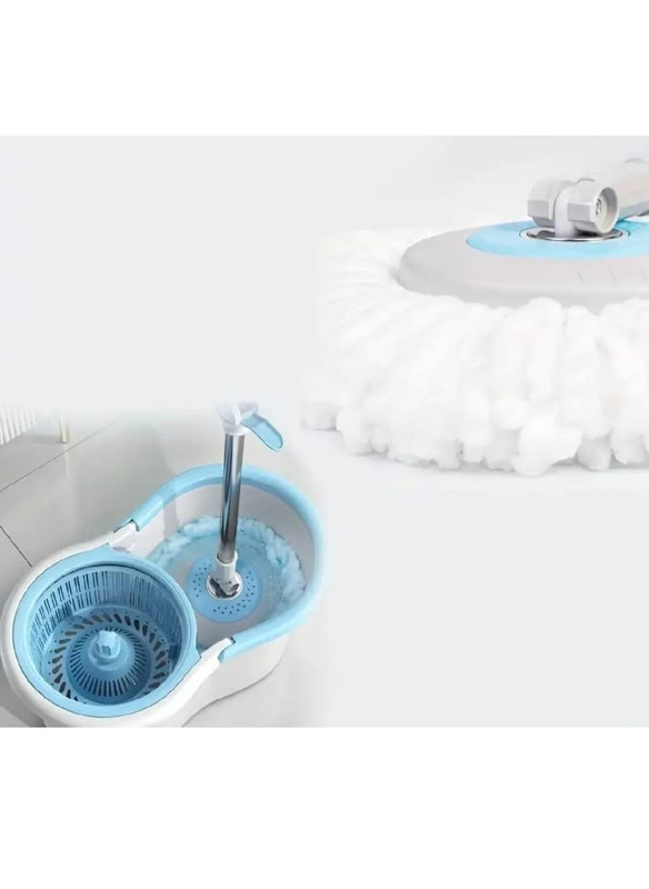 

HYX Spin Mop & Bucket with 2 Microfiber Mop Heads Wringer Set, White/Blue