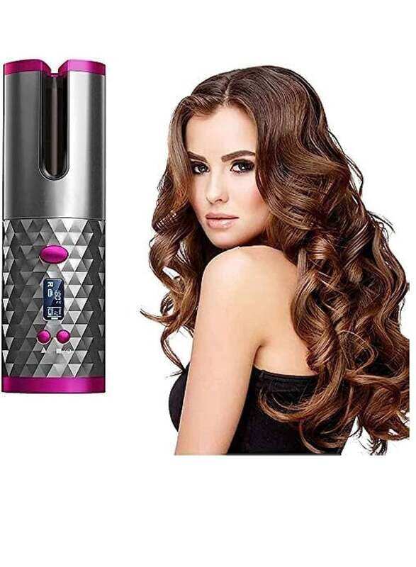 Rechargeable Automatic Hair Curler Grey/Pink