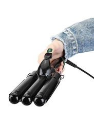 Arabest Electric Ceramic 3 Barrel Big Wave Professional Hair Curling Iron Styling Tools, Black