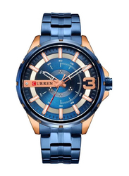 Curren Analog Watch for Men with Stainless Steel Band, Water Resistant, 8333, Blue
