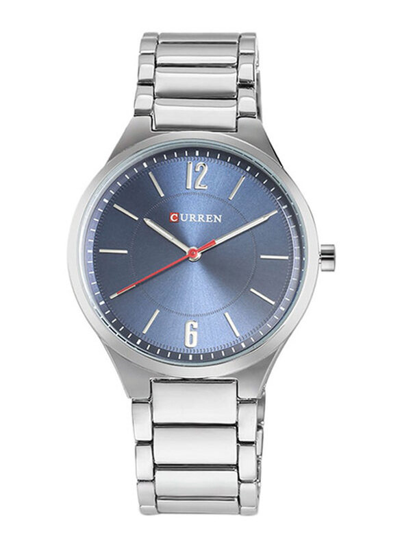 

Curren 40mm Analog Wrist Watch for Men with Stainless Steel Band, Water Resistant, 2297532, Silver-Blue
