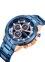 Curren Analog Watch for Men with Stainless Steel Band, Chronograph, 8323-5, Blue