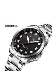 Curren Analog Watch for Men with Stainless Steel Band, Water Resistant, 8451, Silver-Black