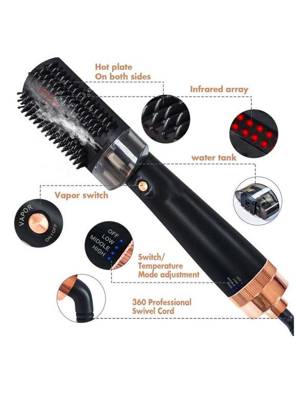 Professional 3 in 1 Steam Hair Dryer Brush With Infrared Light And Steam Spray Hot Air Comb