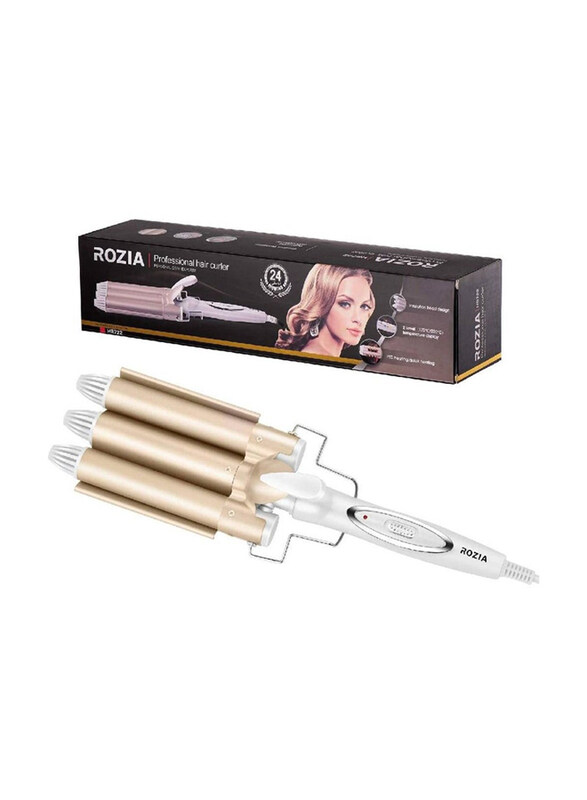 

Rozia Professional 3-Barrel Curling Iron with 2-speed Temperature Control Big Wave Perm Splint, HR722, Multicolour