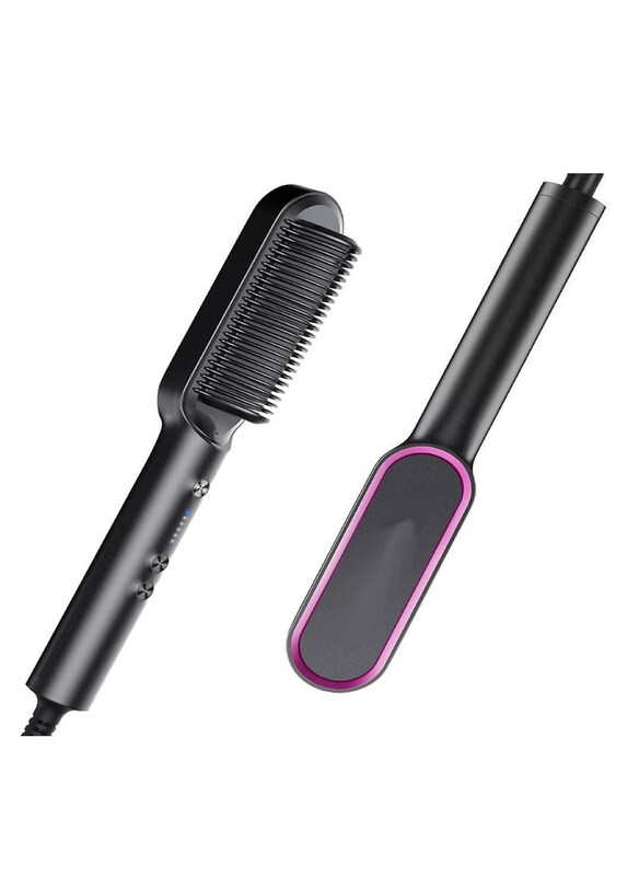 

Xiuwoo Electric Hair Straightener Brush with Ceramic Styling Comb, Black