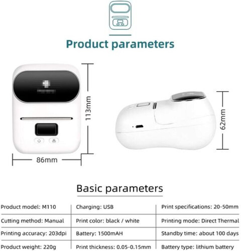 Bluetooth Sticker Machine Label Maker, White