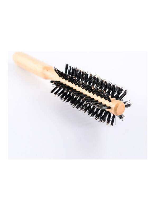 

Generic Wooden Rotating Round Barrel Anti-Static Hair Brush, Natural Brown/Black