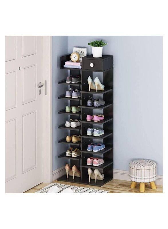 

Generic 8 Tiers Wooden Vertical Shoe Rack, Black
